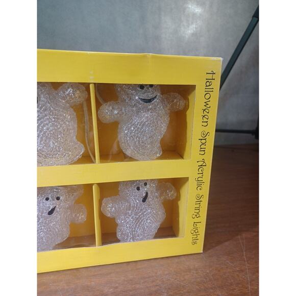 VINTAGE HALLOWEEN Spun Acrylic String Light GHOST New In original Package - Picture 4 of 7